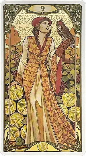 Nine of Pentacles Tarot Card